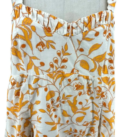 Anthropologie Maeve Sweetheart Mini Dress Floral Print Cream Orange Size XL - Picture 4 of 14